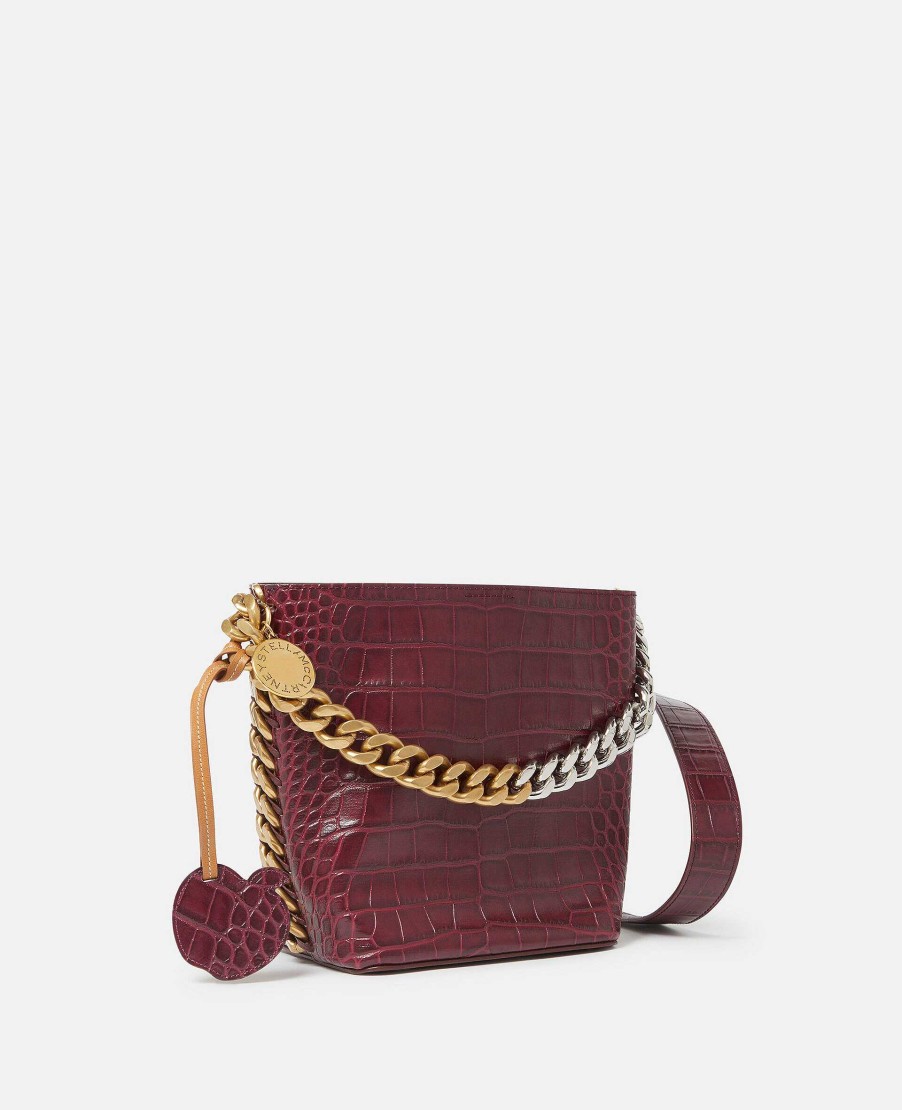 Kvinnor Stella McCartney Crossbody-Vaskor | Frayme Croc-Effect Embossed Bucket Bag