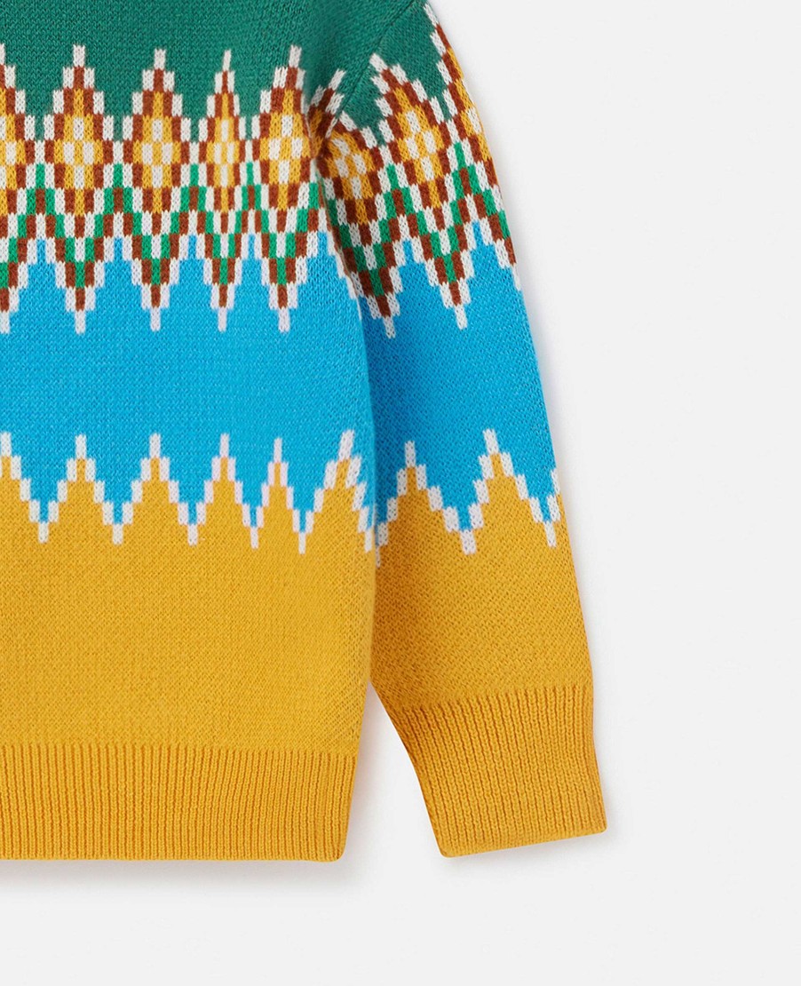 Barn Stella McCartney Baby Boys | Zig-Zag Fair Isle Stickad Troja