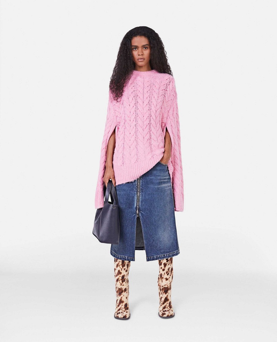 Kvinnor Stella McCartney Trojor Och T-Shirts | Kabelstickad Cape Jumper