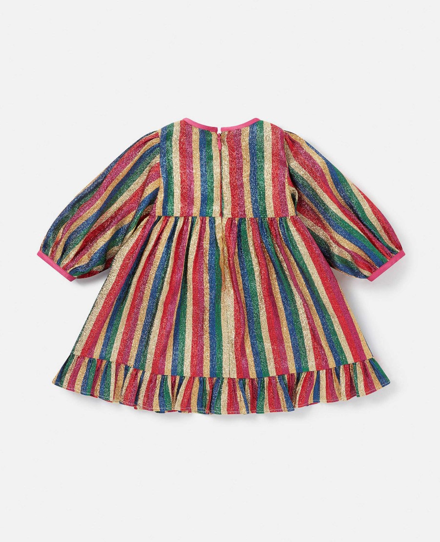 Barn Stella McCartney Baby Flickor | Glitter Rainbow Stripe Klanning