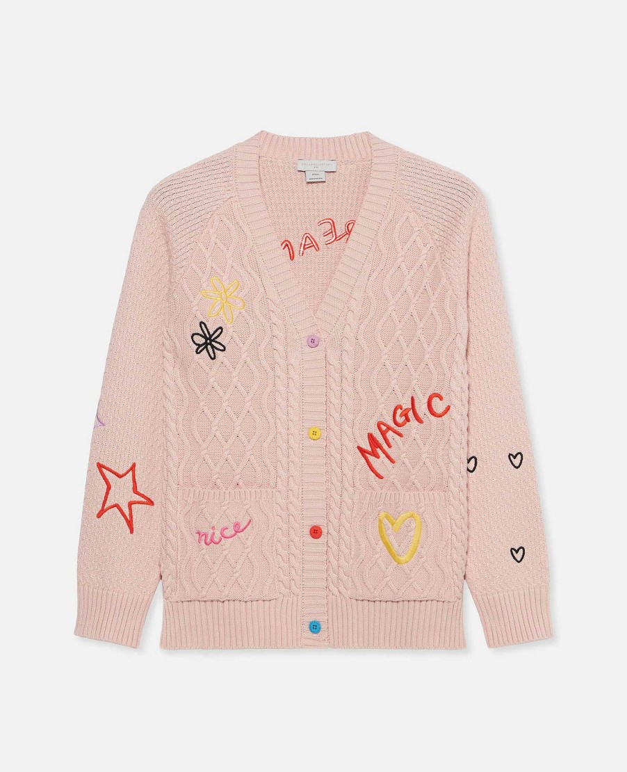 Barn Stella McCartney Trojor Och Koftor | Doodle Brodery Cardigan