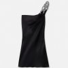 Kvinnor Stella McCartney Klanningar | Falabella Crystal Chain Double Satin One Shoulder Mini Dress