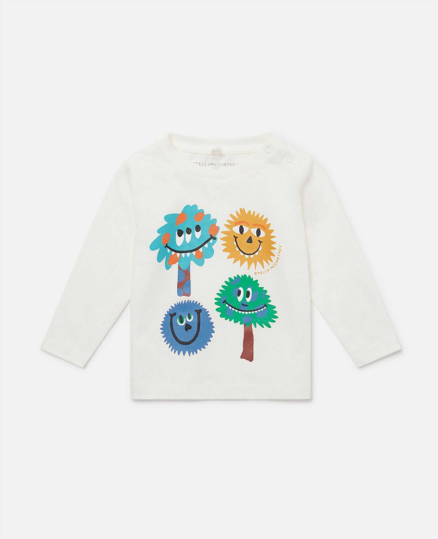 Barn Stella McCartney Baby Boys | Monster Face Print Langarmad T-Shirt