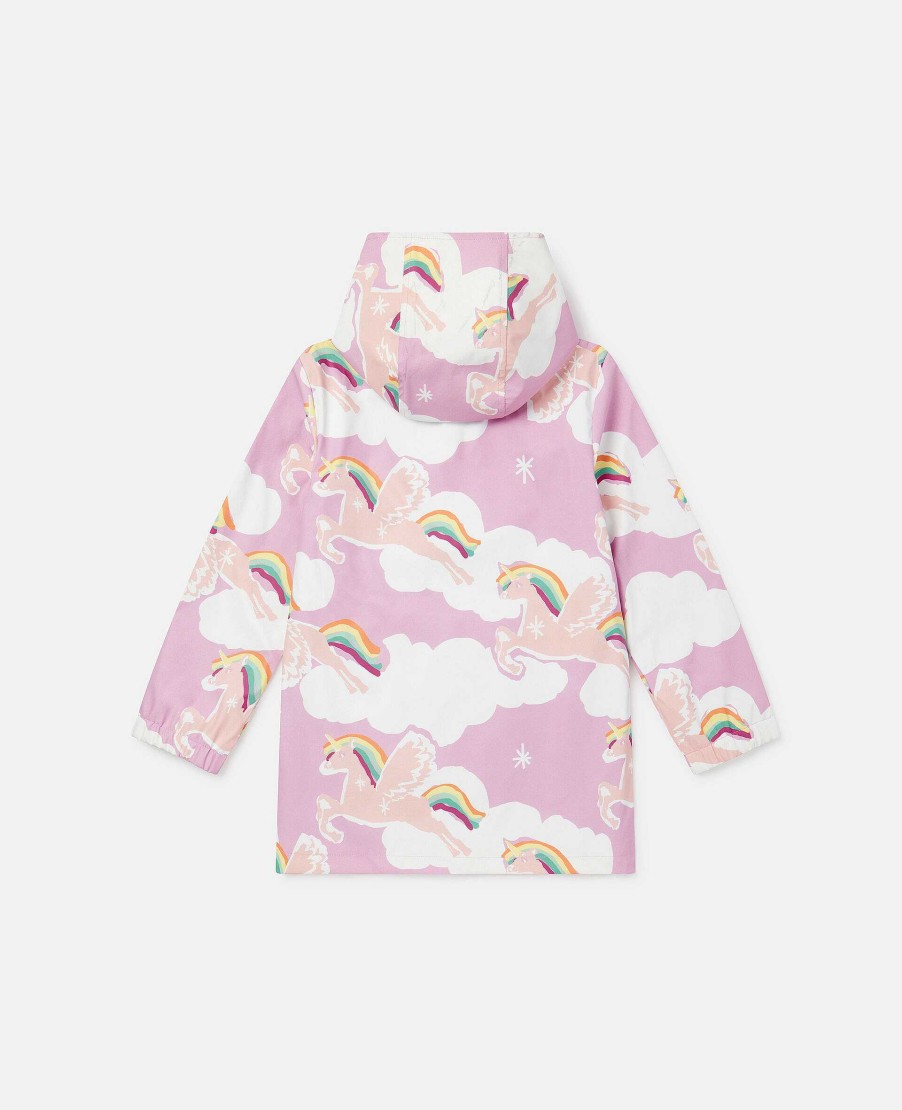 Barn Stella McCartney Ytterklader | Rainbow Unicorn Cloud Print Hood Regnjacka