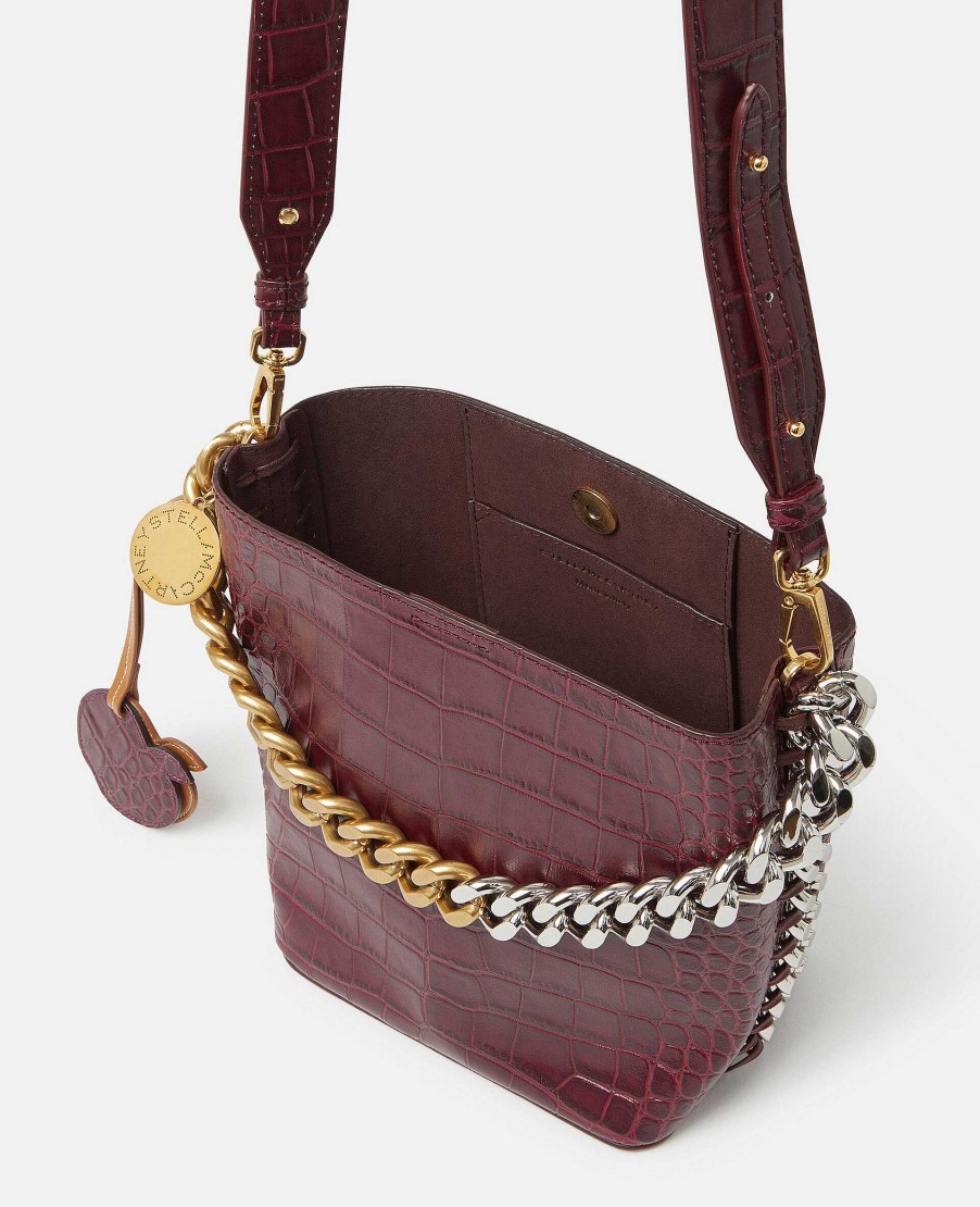 Kvinnor Stella McCartney Crossbody-Vaskor | Frayme Croc-Effect Embossed Bucket Bag