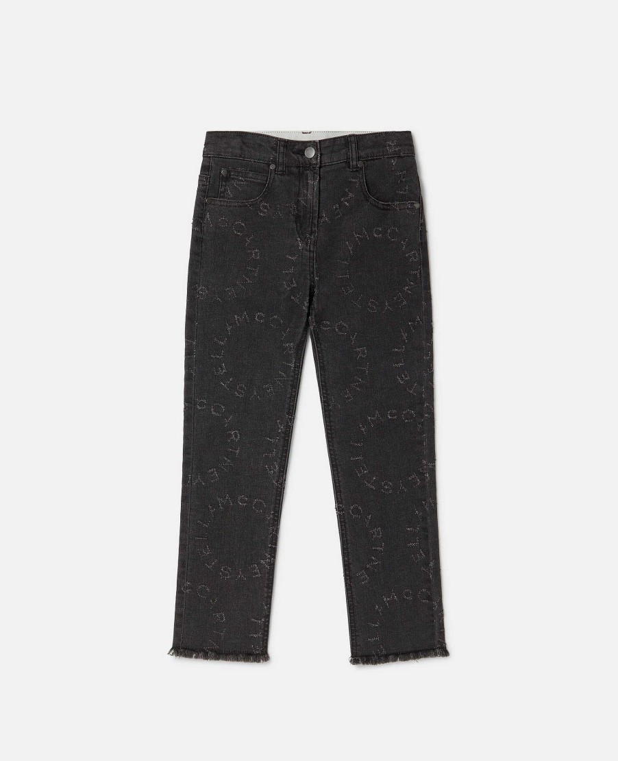 Barn Stella McCartney Byxor Och Kjolar | Jeans Med Raka Ben Med Cirkular Logotyp