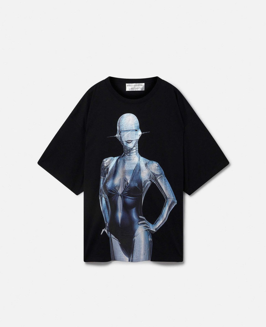 Unisex Stella McCartney T-Shirts | Sexig Robot T-Shirt I Overdimensionerad Ekologisk Bomull