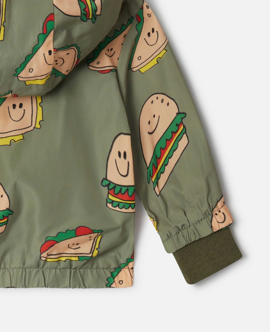 Barn Stella McCartney Baby Boys | Silly Sandwich Print Huvjacka