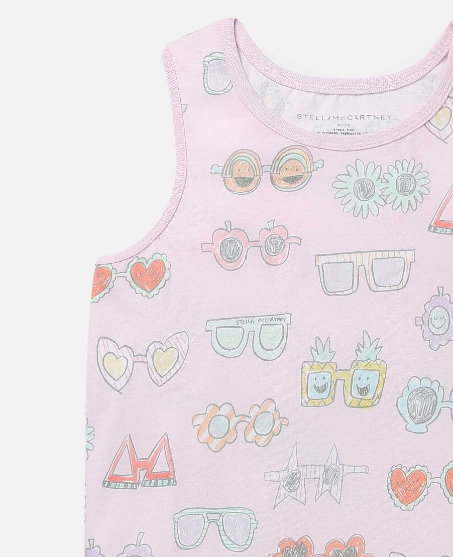 Barn Stella McCartney Klanningar Och Allt-I-Ett | Solglasogon Doodle Print Armlos Klanning