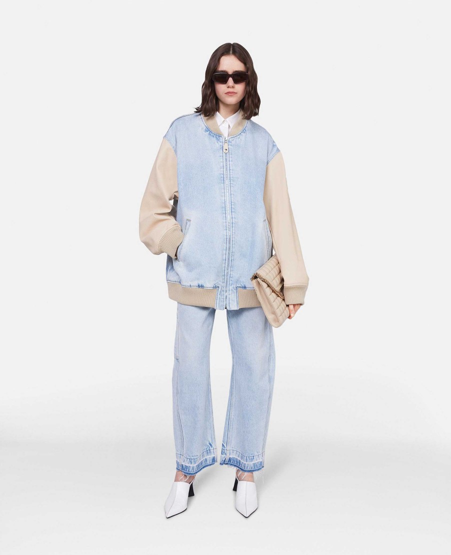 Kvinnor Stella McCartney Denim | S-Wave Vintage Wash Denim Bomberjacka