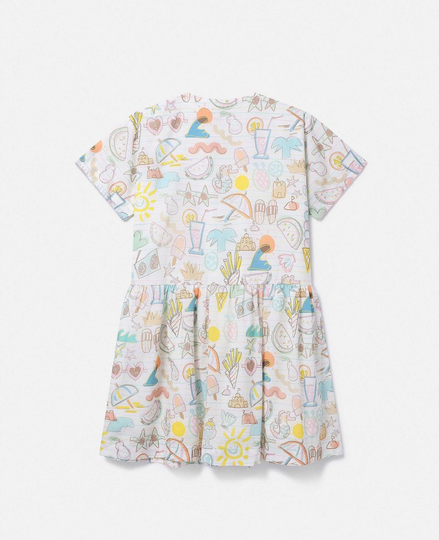 Barn Stella McCartney Klanningar Och Allt-I-Ett | Sommar Doodles Print Skjorta Klanning