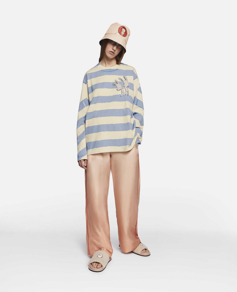 Unisex Stella McCartney T-Shirts | Kaninbroderi Breton T-Shirt