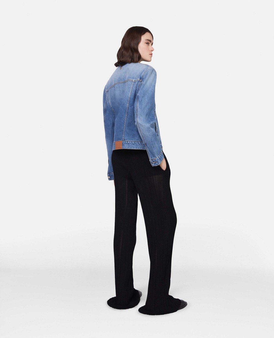 Kvinnor Stella McCartney Denim | Falabella Chain Light Wash Jeansjacka