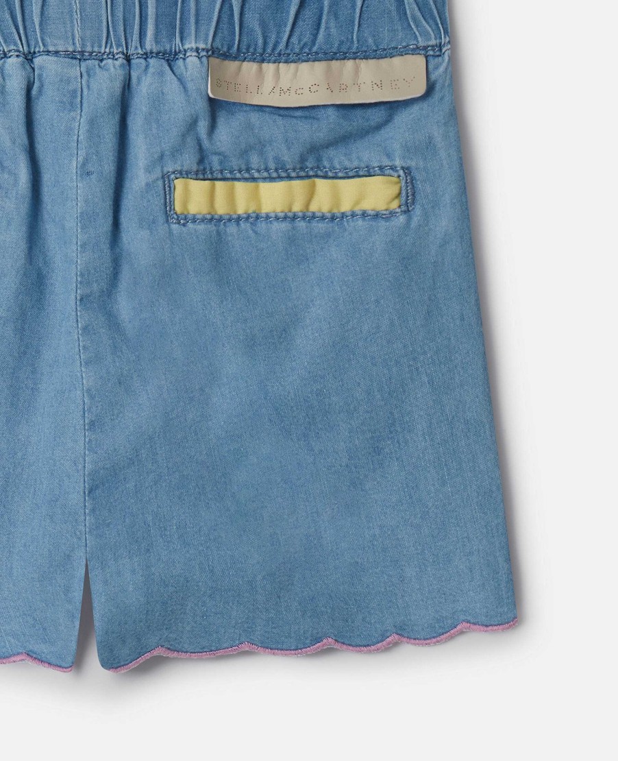 Barn Stella McCartney Baby Flickor | Scalloped Edge Chambray Shorts