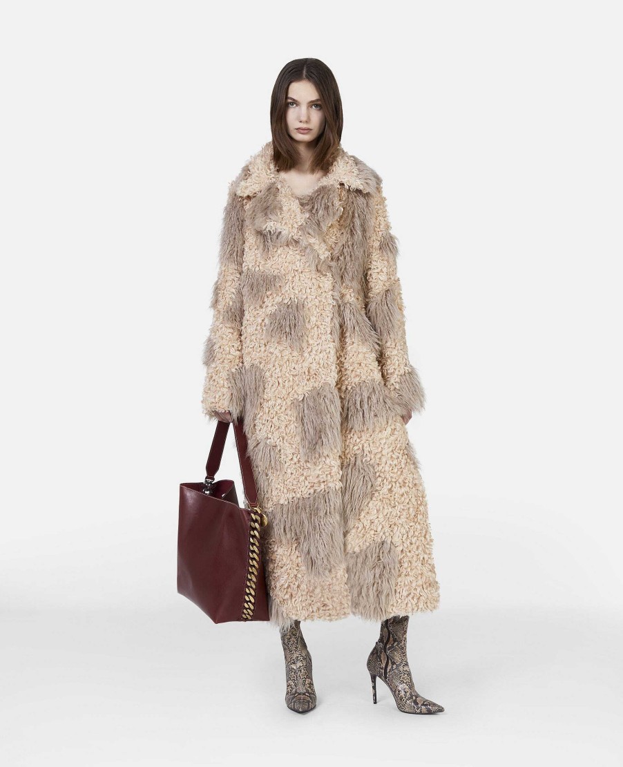 Kvinnor Stella McCartney Kappor Och Jackor | Tree Bark Print Lang Teddy Coat