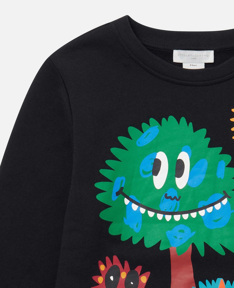 Barn Stella McCartney T-Shirts Och Troja | Monster Faces Langarmad T-Shirt