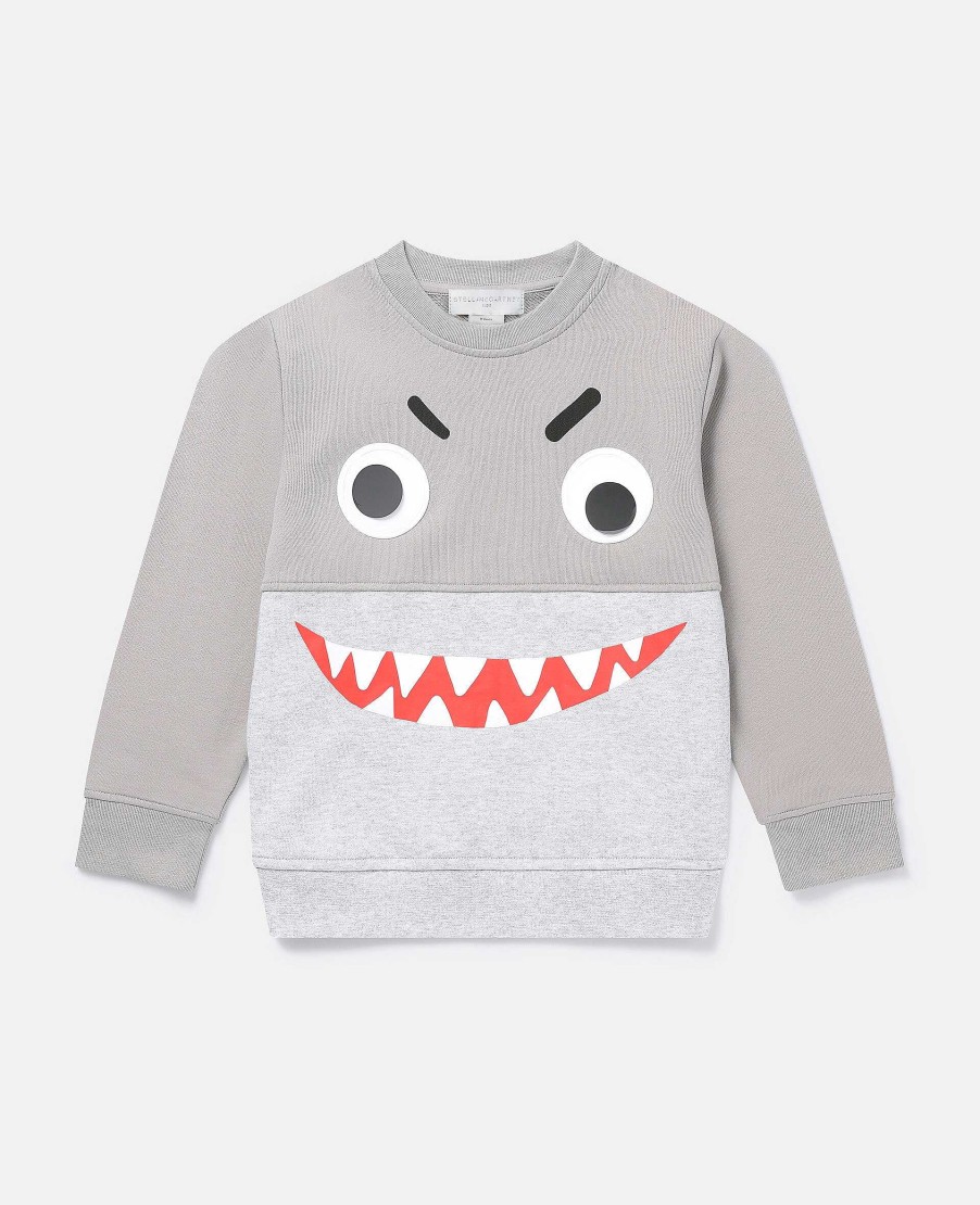 Barn Stella McCartney Koftor Och Trojor | Shark Face Colourblock Sweatshirt