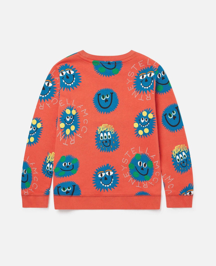 Barn Stella McCartney T-Shirts Och Troja | Monster Faces Langarmad T-Shirt