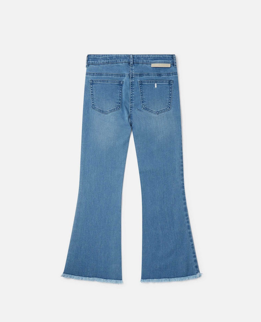 Barn Stella McCartney Byxor Och Kjolar | Mid Wash Frayed Hem Utsvangda Jeans