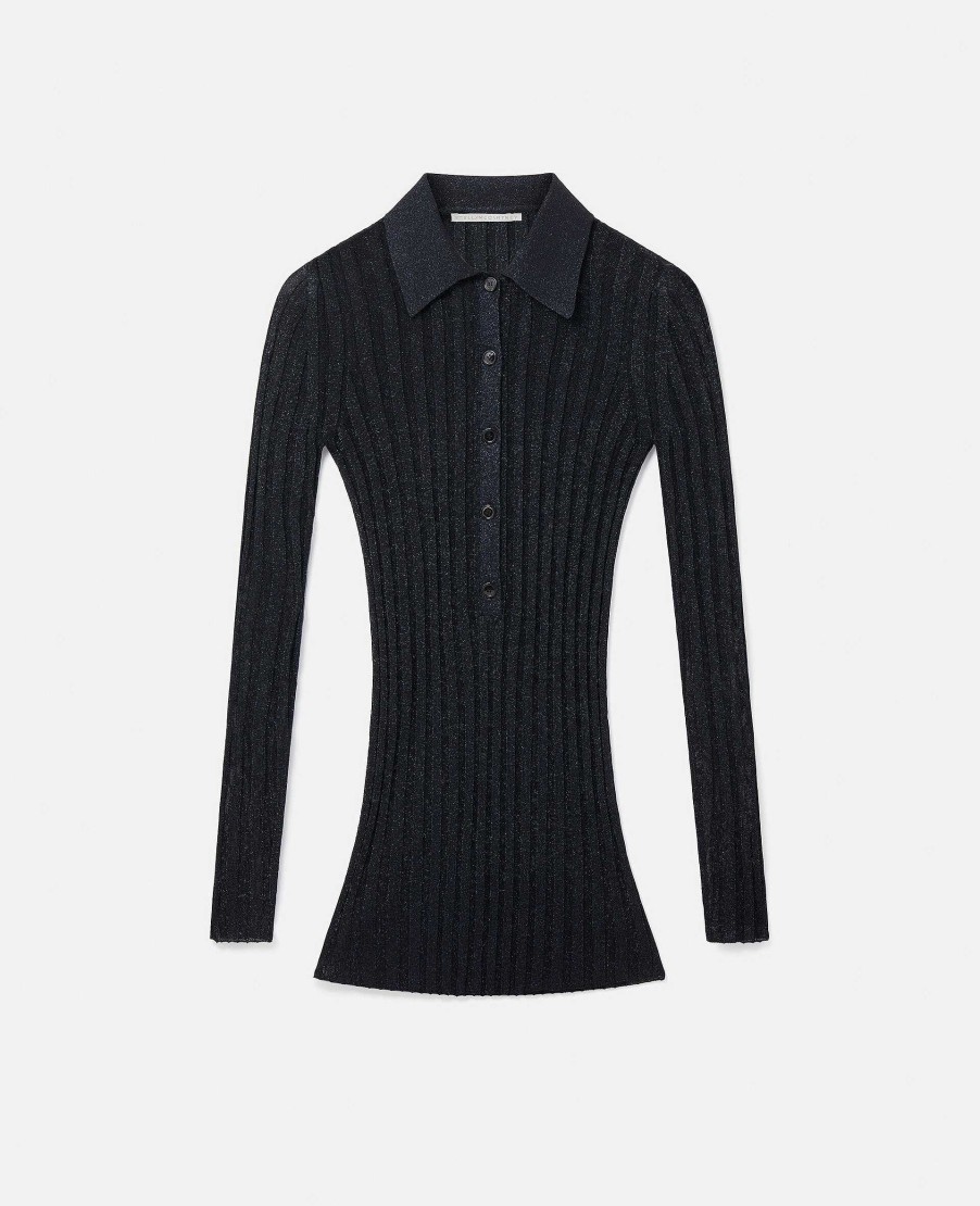 Kvinnor Stella McCartney Skjortor Och Toppar | Lurex Ribbstickad Polo Top