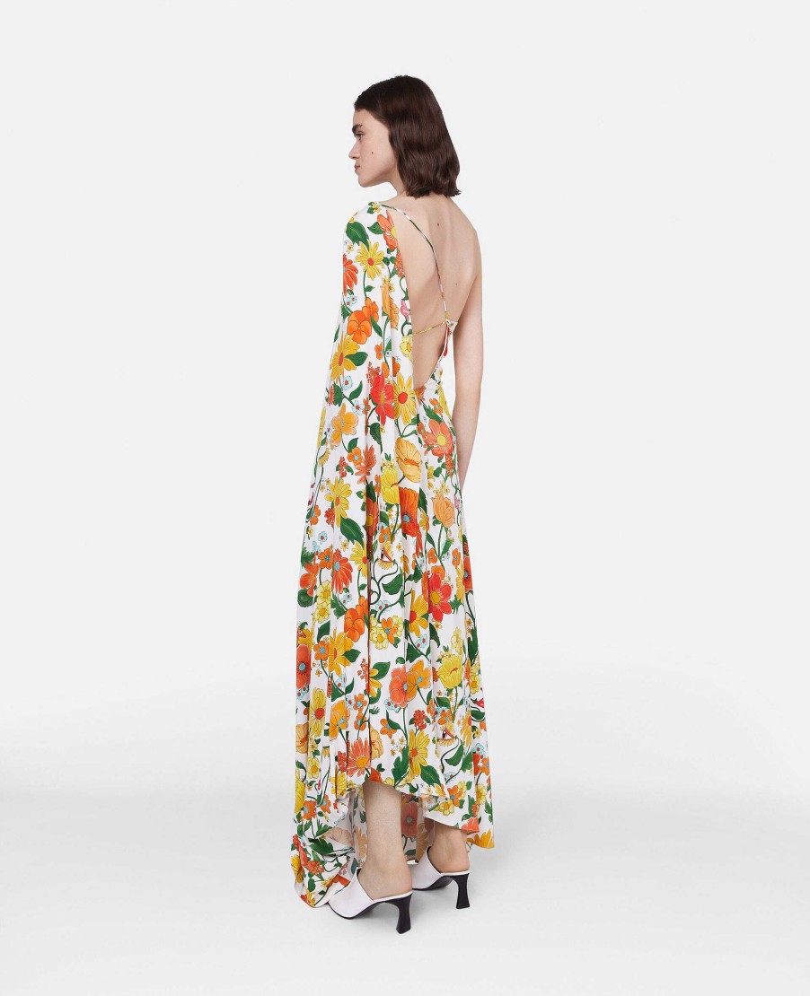 Kvinnor Stella McCartney Klanningar | Lady Garden Print One-Soulder Cape Gown