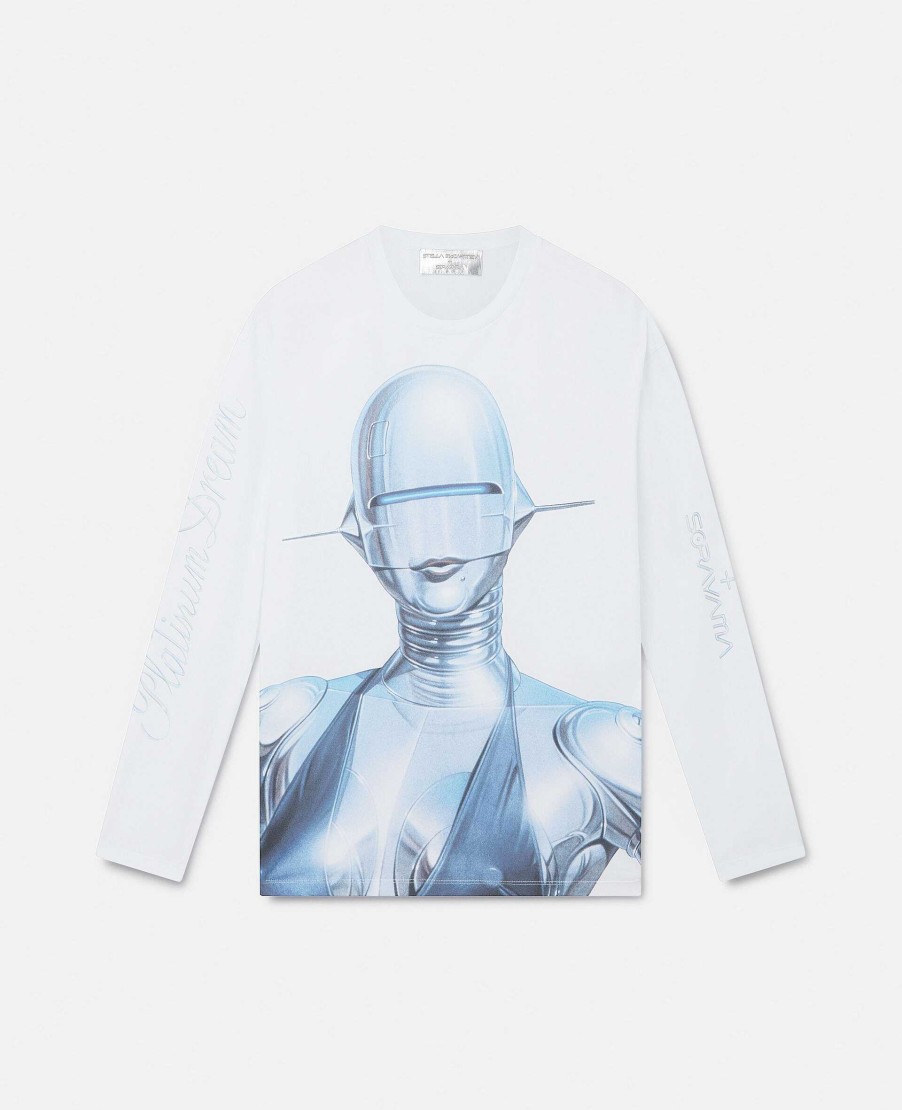 Kvinnor Stella McCartney Trojor Och T-Shirts | Sexig Robot Langarmad T-Shirt I Ekologisk Bomull