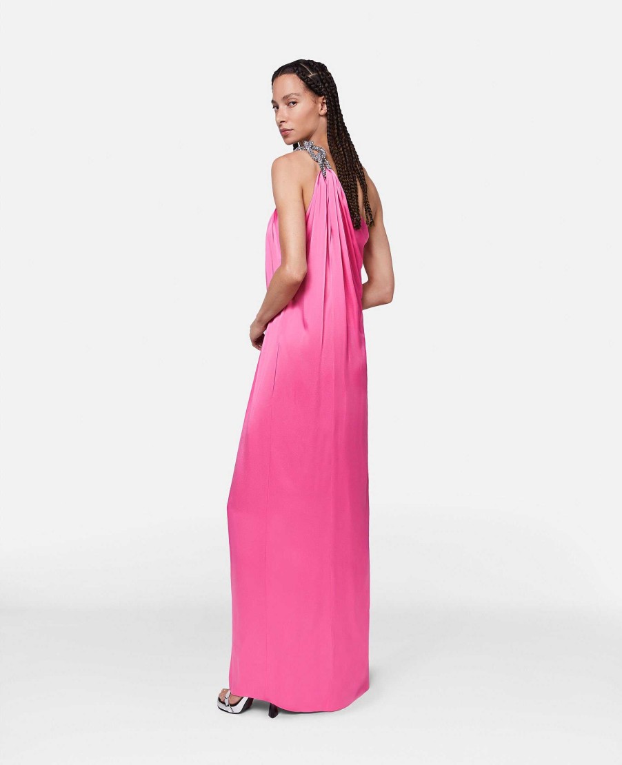 Kvinnor Stella McCartney Klanningar | Falabella Crystal Chain Dubbel Satin One Shoulder Klanning