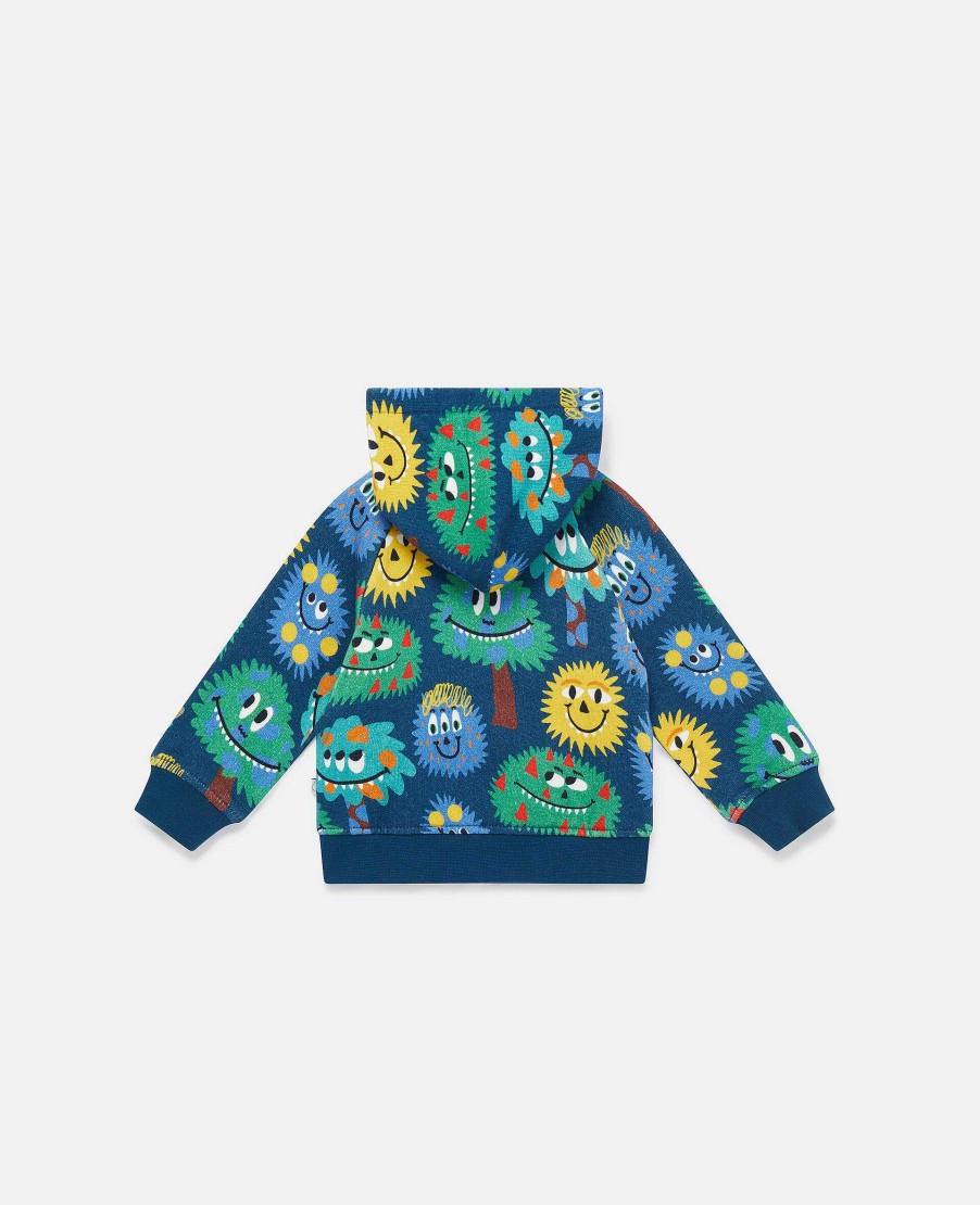 Barn Stella McCartney Baby Boys | Monster Print Hoodie Med Dragkedja