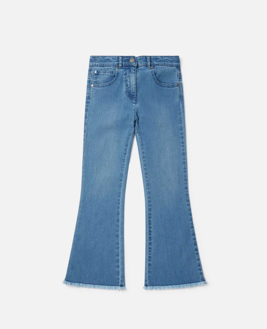 Barn Stella McCartney Byxor Och Kjolar | Mid Wash Frayed Hem Utsvangda Jeans