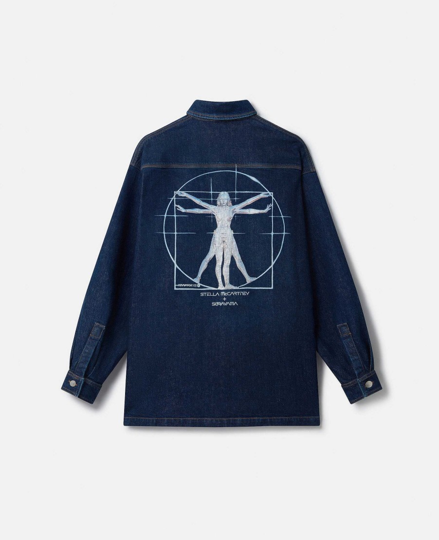 Kvinnor Stella McCartney Skjortor Och Toppar | Platinum Dream Broderad Oversized Jeansskjorta