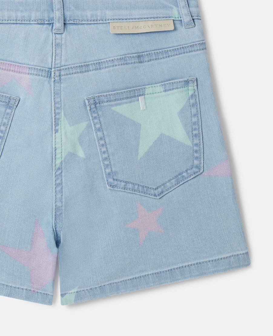 Barn Stella McCartney Byxor Och Kjolar | Stella Star Print Jeansshorts