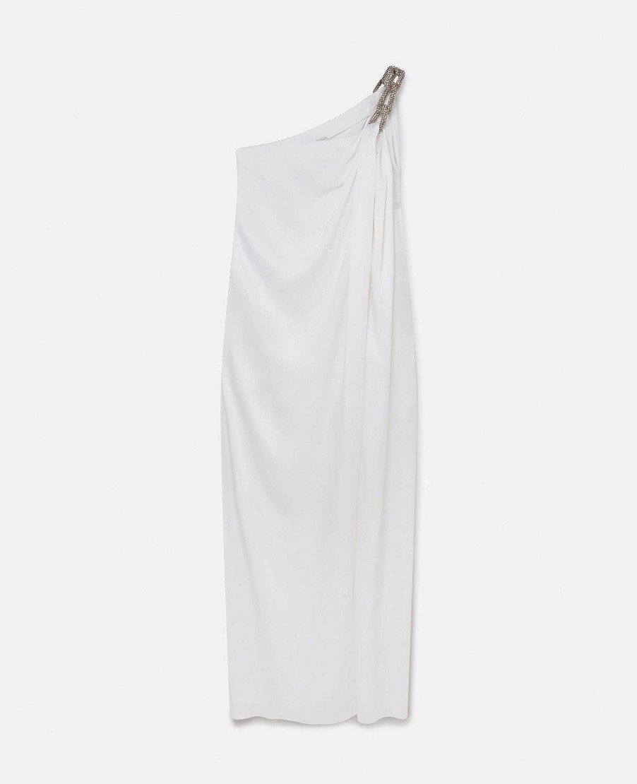 Kvinnor Stella McCartney Klanningar | Falabella Crystal Chain Dubbel Satin One Shoulder Klanning