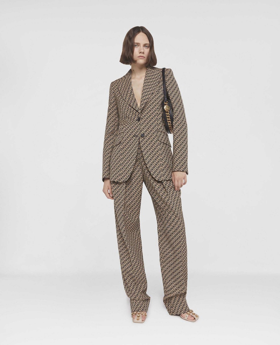 Kvinnor Stella McCartney Skradderi | S-Wave Print Enkelknappt Kavaj