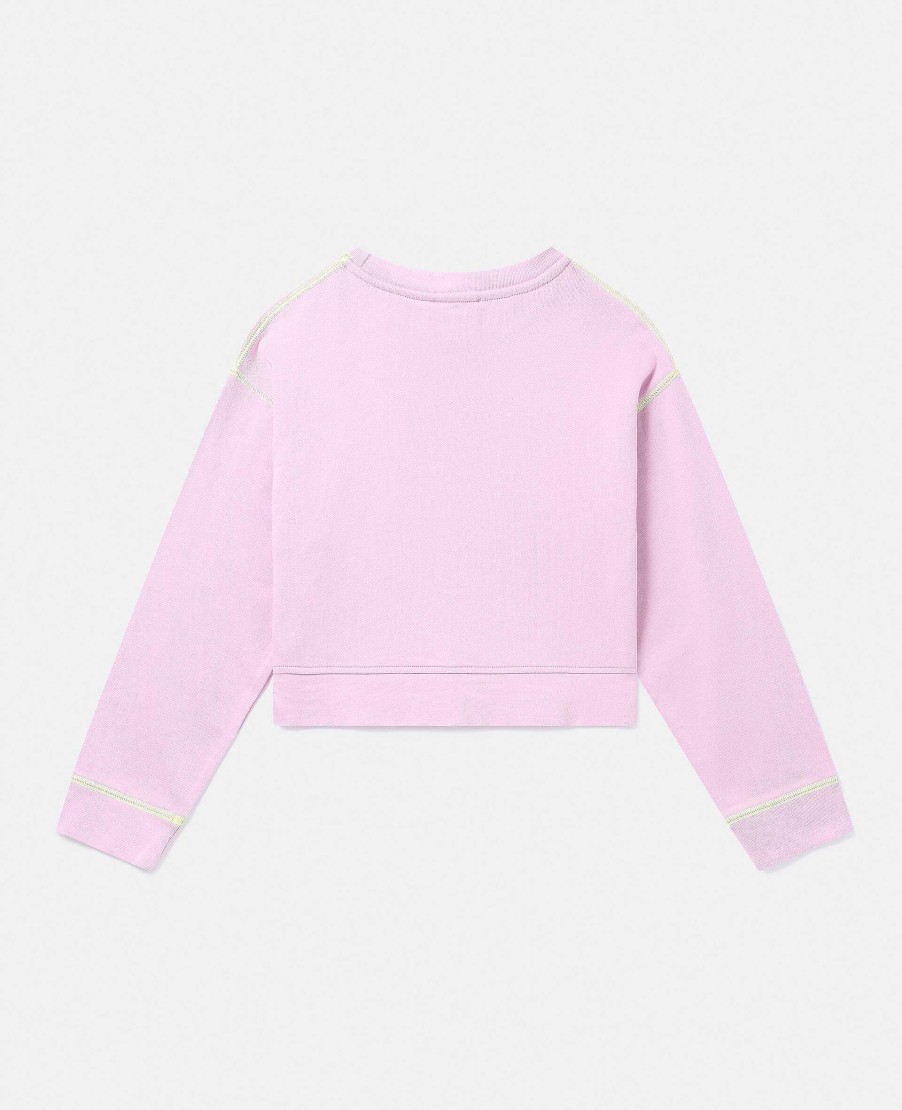 Barn Stella McCartney Trojor Och Koftor | Smc Neon Trim Cropped Sweatshirt